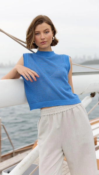 Wave Knit Tank - Blue