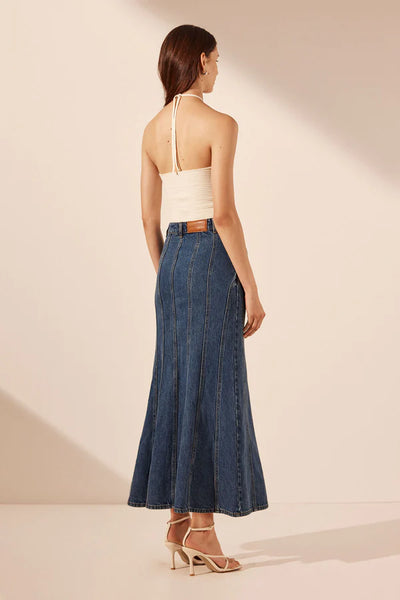 Tovere Godet Flared Midi Skirt - Indigo