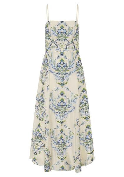 Marcela Embroidery Dress - Ivory Blue Embroidery - 25% OFF AUTOMATICALLY APPLIED AT CHECKOUT