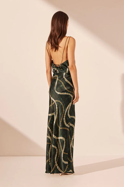 Noa Silk Bias Cut Maxi Skirt - Rosemary/Floral