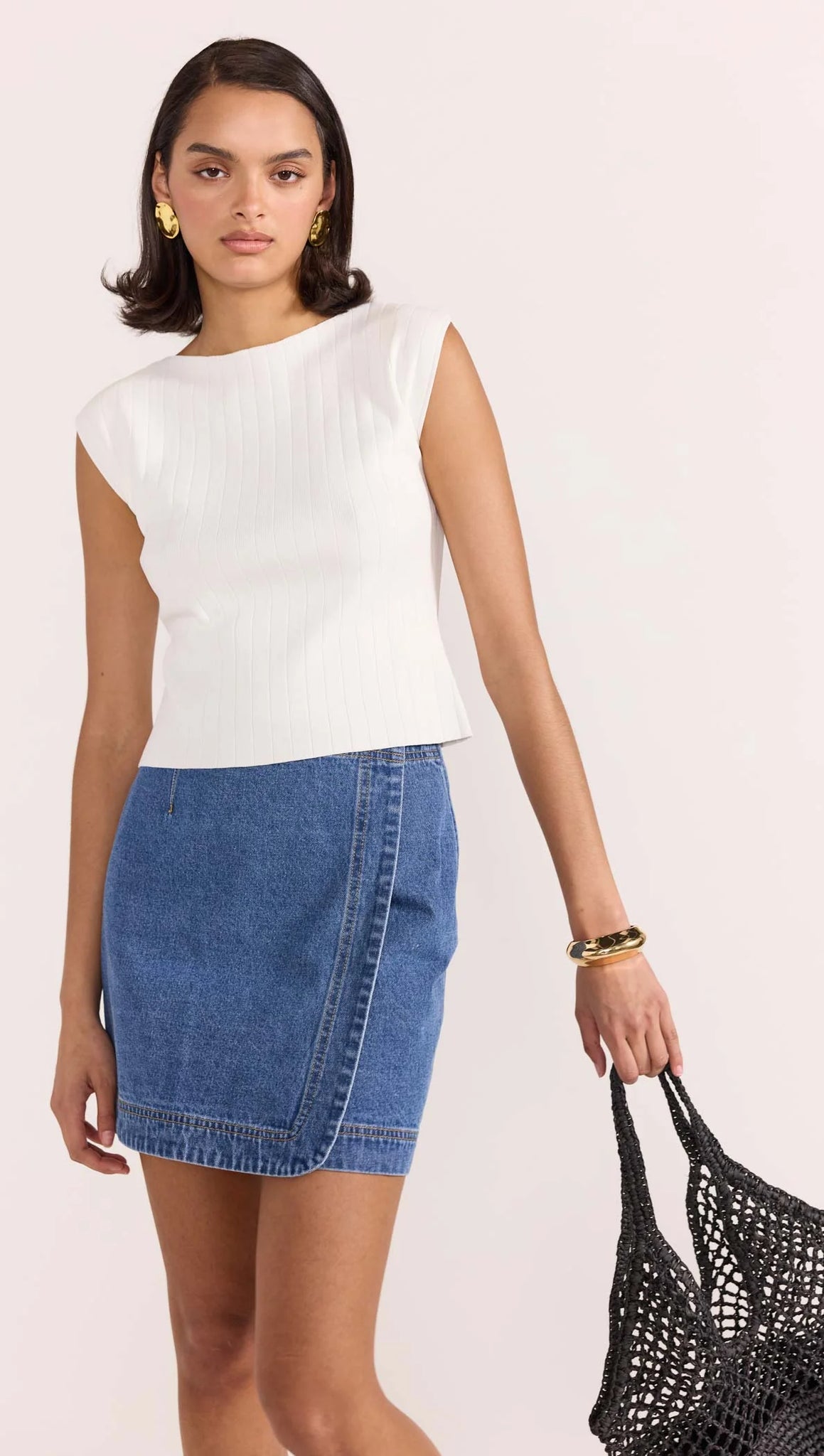 Avina Boat Neck Knit Top - White