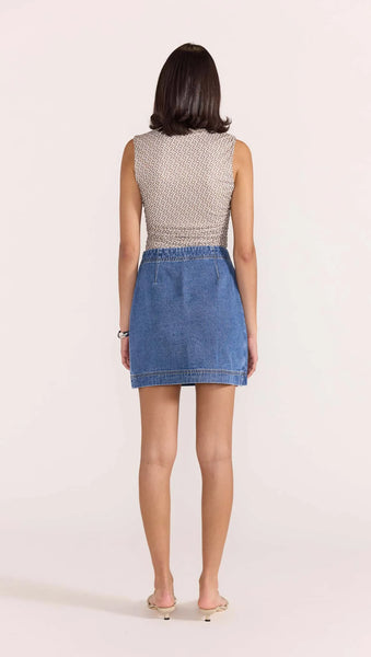 Tate Denim Wrap Skirt - Mid-Blue