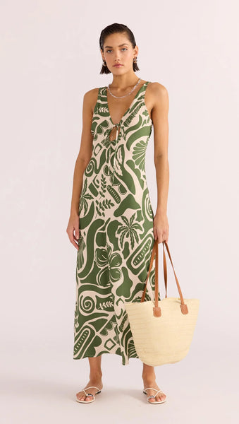 Amos Keyhole Midi Dress - Shell Print