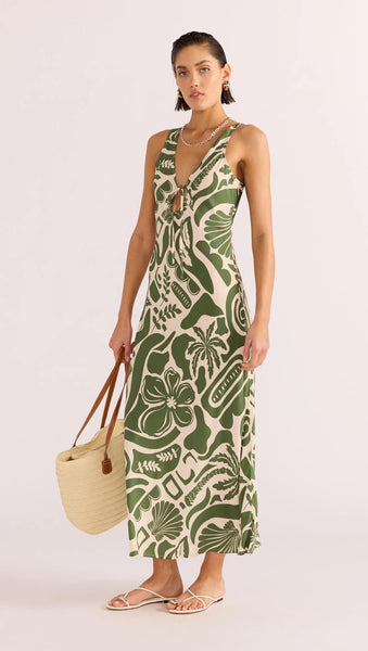 Amos Keyhole Midi Dress - Shell Print