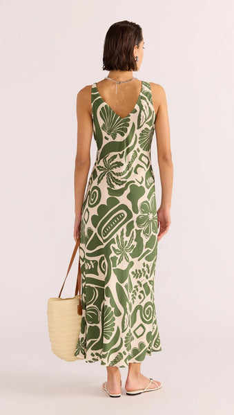 Amos Keyhole Midi Dress - Shell Print