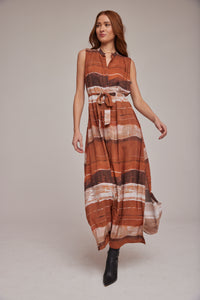 Rust Stripes Maxi Dress