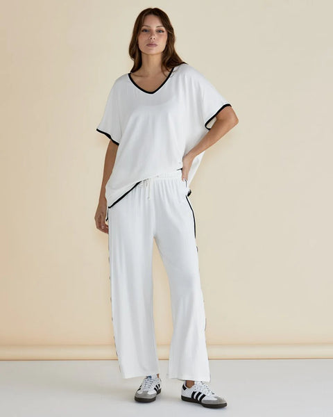 Evelyn Wide Leg Jogger - White