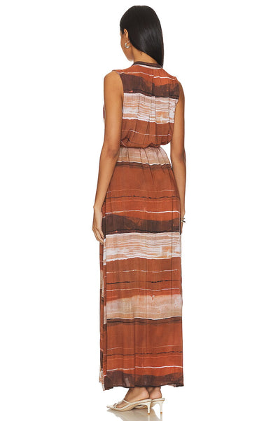 Rust Stripes Maxi Dress