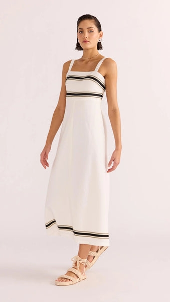 Briar Trim Midi Dress - White/Black