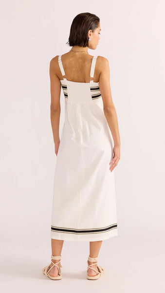 Briar Trim Midi Dress - White/Black