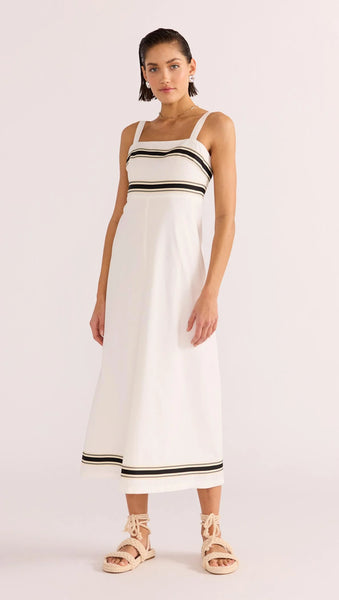 Briar Trim Midi Dress - White/Black