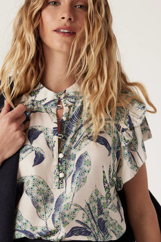 Paloma Frill Top - Leaf Print