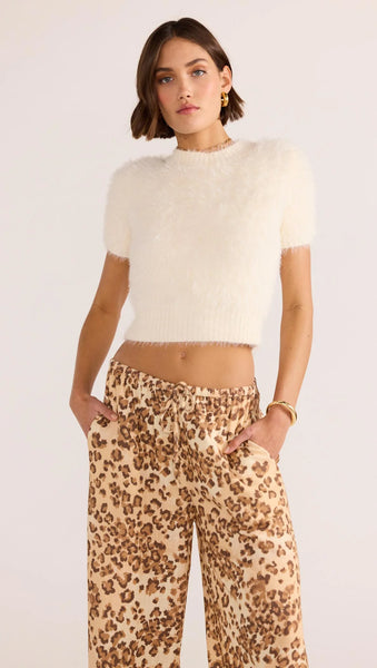 Clover Fluffy Knit Tee - Ivory