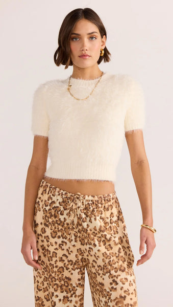 Clover Fluffy Knit Tee - Ivory