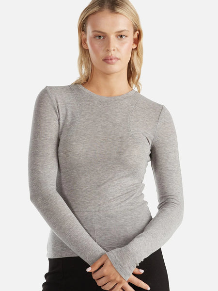 Willow Long Sleeve Top - Charcoal Marle