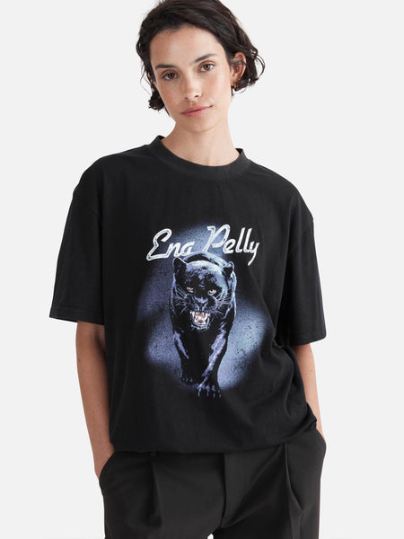 Panther Oversized Tee - Washed Black