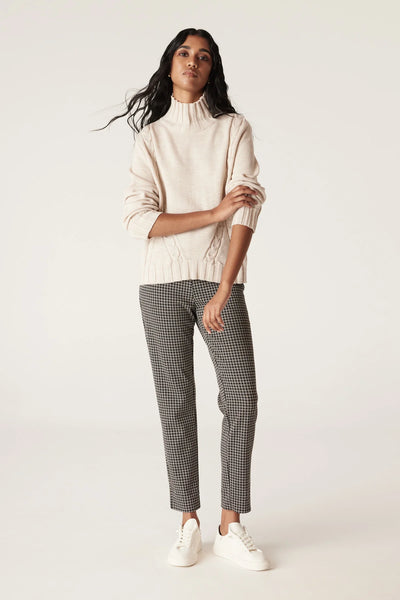 Liv Houndstooth Pant - Black Camel