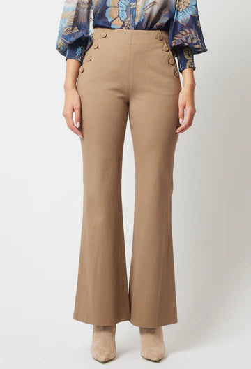 Phoenix Viscose Nylon Twill Flared Leg Pant - Sesame