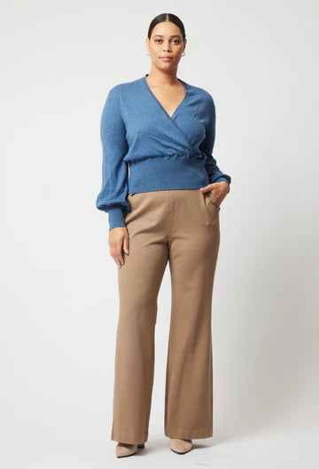 Phoenix Viscose Nylon Twill Flared Leg Pant - Sesame