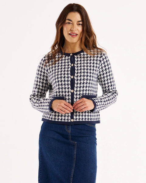 Lady Cardigan - Navy Houndstooth - 25% OFF AUTOMATICALLY APPLIED AT CHECKOUT