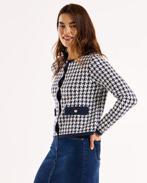 Lady Cardigan - Navy Houndstooth - 25% OFF AUTOMATICALLY APPLIED AT CHECKOUT