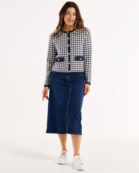 Lady Cardigan - Navy Houndstooth - 25% OFF AUTOMATICALLY APPLIED AT CHECKOUT