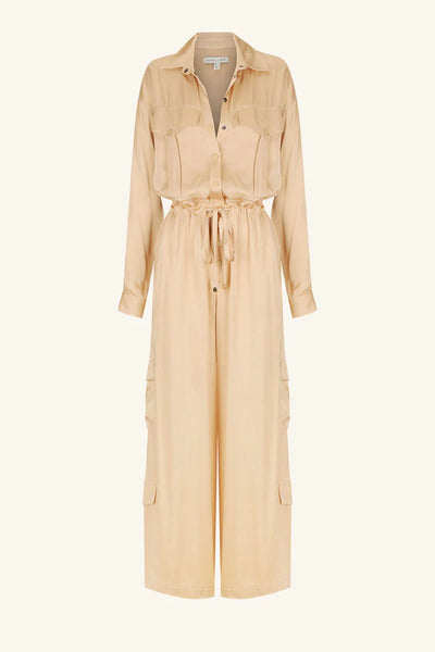 Shae Drawstring Utility Jumpsuit - Oat