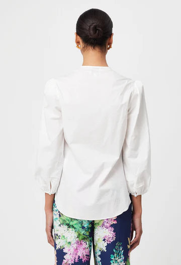 Cristina Embroidered Cotton Blouse - Ivory Bay