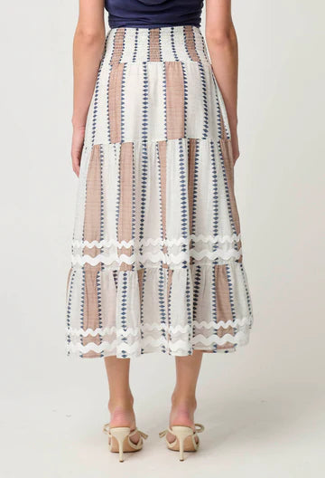 Bahia Linen Viscose Skirt - Cayman Stripe