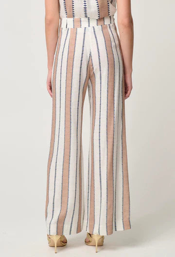 Dynasty Linen Viscose Wide Leg Pants - Cayman Stripe