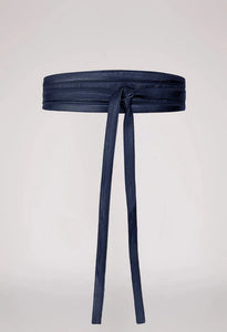 Milton Leather Wrap Belt - Navy