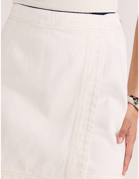 Amari Denim Wrap Skirt - White