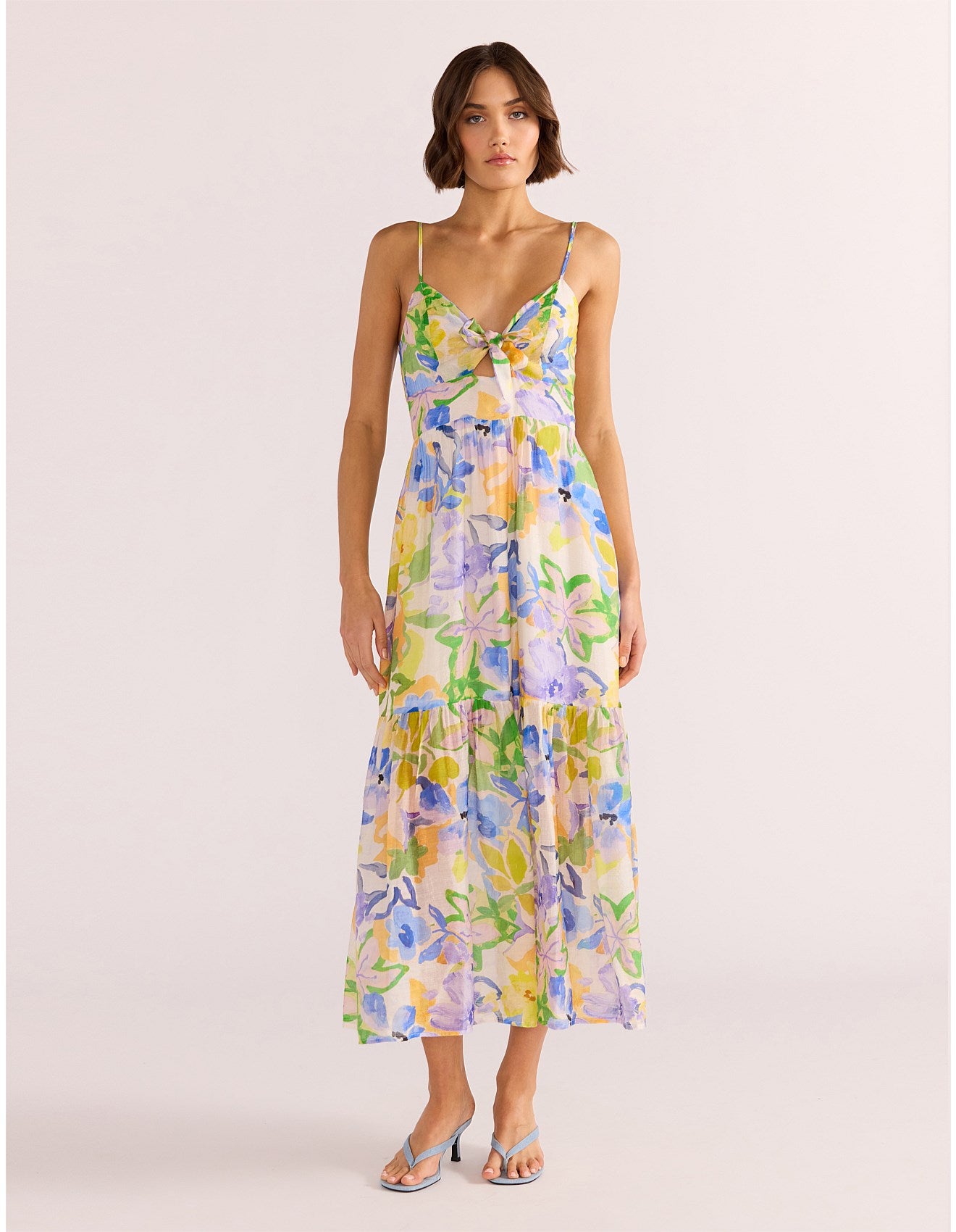 Fable Tie Midi Dress - Painterly-Floral