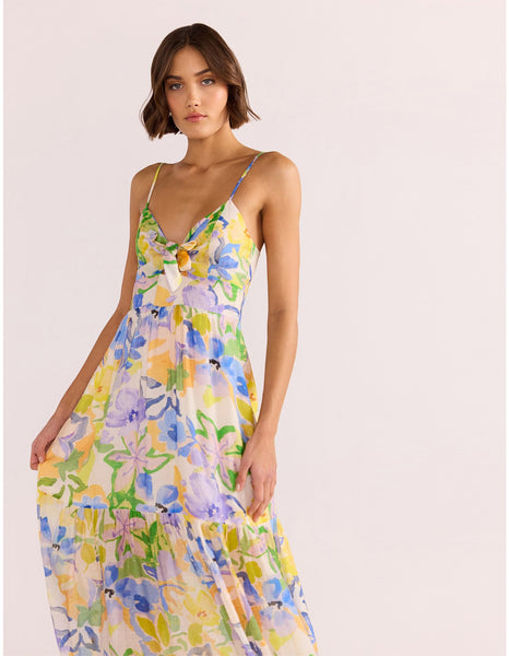 Fable Tie Midi Dress - Painterly-Floral