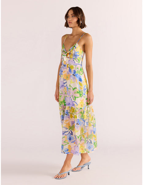 Fable Tie Midi Dress - Painterly-Floral