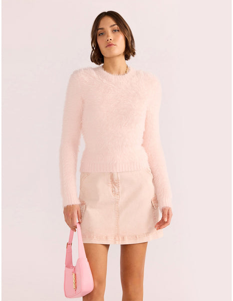 Clover Fluffy Sweater - Light Pink