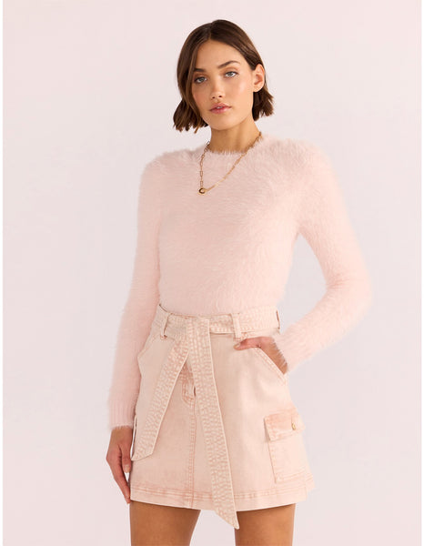 Clover Fluffy Sweater - Light Pink