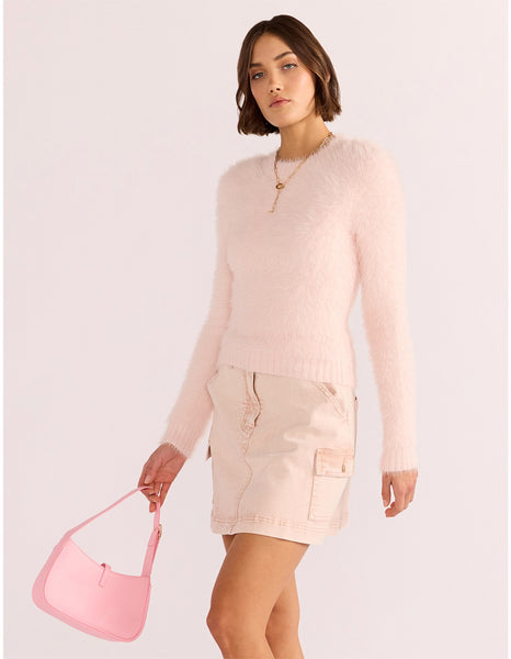 Clover Fluffy Sweater - Light Pink