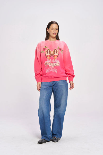 Mermaid La Sirene Crew Neck Sweater - Rose Red Sun Fade