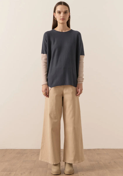 Vidal Draped Knit - Slate/Pebble