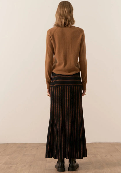 Gizelle Lurex Pleat Skirt - Black/Copper