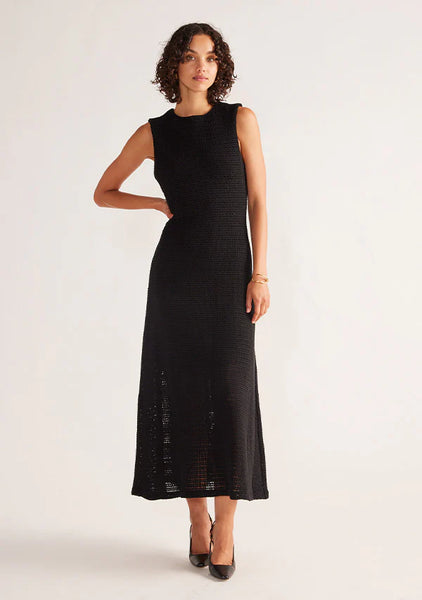Celine Crochet Midi Dress - Black