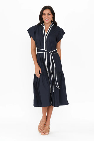 Mari Dress - Navy/White Contrast