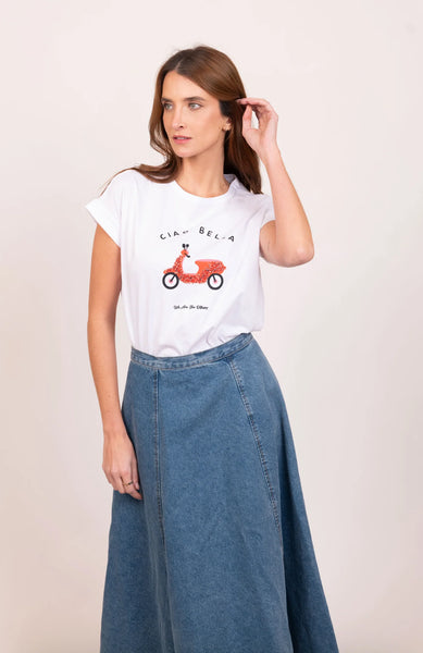 Jade Relaxed Tee - White Ciao Bella