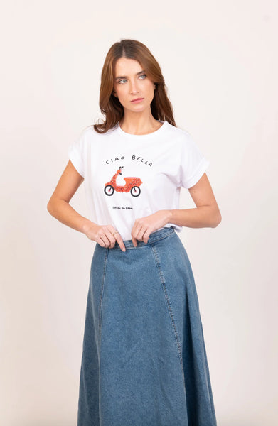 Jade Relaxed Tee - White Ciao Bella