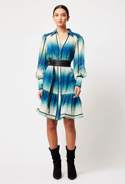 Altair Cotton Silk Shirt Dress - Galaxy Print