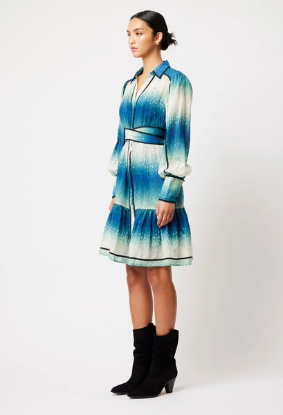 Altair Cotton Silk Shirt Dress - Galaxy Print