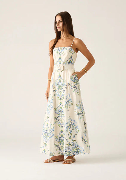 Marcela Embroidery Dress - Ivory Blue Embroidery - 25% OFF AUTOMATICALLY APPLIED AT CHECKOUT