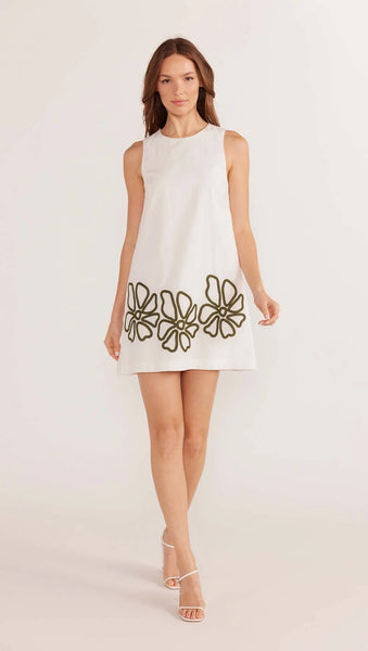 Kimika Embroidered Mini Dress - Ivory