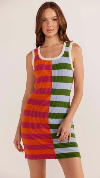 Vita Stripe Knit Mini Dress - Tropical-Stripe